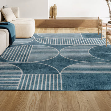 Nordby Geometric Arch Scandi Striped Area Rug